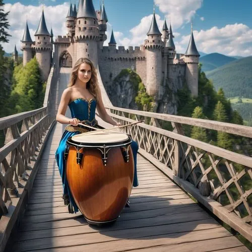 fairytale castle,fairy tale castle,musical background,neuschwanstein castle,bodhrán,neuschwanstein,music fantasy,rapunzel,disney castle,fairytale,fairy tale,fantasy picture,musician,celtic woman,musical dome,fantasy world,sleeping beauty castle,fairy tale character,music instruments,musical instruments,Photography,General,Realistic