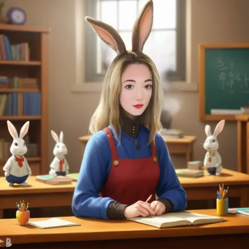 cartoon,rabbit,teacher,peter rabbit,tutor,rabbits,tutoring,rabbit ears,classroom,girl studying,bunny,gray hare,wood rabbit,studio ghibli,rabbit,mari makinami,anime cartoon,rabbit family,little rabbit,