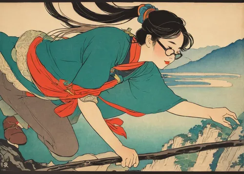 cool woodblock images,japanese art,woodblock prints,japanese woman,mountain spirit,oriental painting,tsukemono,honzen-ryōri,shakuhachi,little girl in wind,woman eating apple,shamisen,girl on the river,girl picking flowers,oriental girl,travel woman,geisha girl,vintage illustration,woman playing violin,wakayama,Illustration,Japanese style,Japanese Style 21