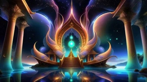 amazing fractal,a futuristic digital artwork scene with a pyramid,fantasy picture,qabalah,3d fantasy,fantasy art,legendarium,portal,fantasy landscape,atlantean,fantasia,telos,asgard,akashic,samuil,aur