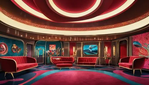 art deco background,ufo interior,spaceship interior,art deco,theater curtain,cinerama,cinema seat,antechamber,boisset,theater curtains,movie theater,emporium,suspiria,ballroom,lachapelle,gallifrey,kubrick,theater,theater stage,opulently,Illustration,Retro,Retro 12