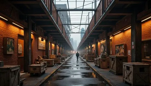 carreau,crewdson,old linden alley,gastown,fishmarket,alleyway,alley,nscad,photorealism,alleyways,eveleigh,brickworks,warehouses,photorealist,watercolor shops,industrial hall,brickyards,alleys,souk,passage