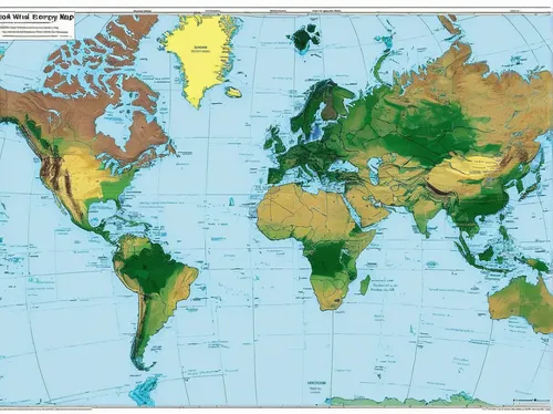 global wind energy map and further developing wind power technologies,robinson projection,map of the world,world's map,world map,rainbow world map,old world map,tropical and subtropical coniferous for