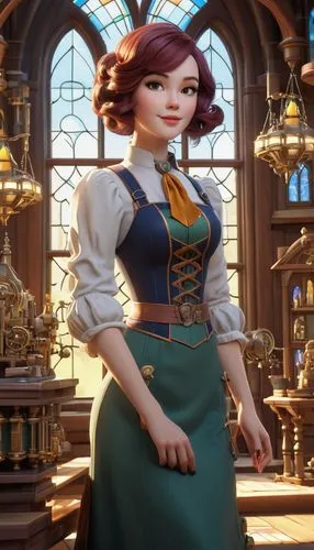 princess anna,belle,headmistress,dirndl,innkeeper,barmaid,Unique,3D,3D Character