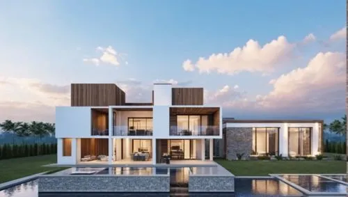 modern house,3d rendering,baladiyat,damac,modern architecture,holiday villa,Photography,General,Realistic