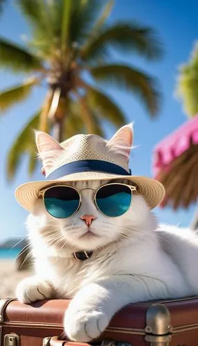 aegean cat,cat european,cat greece,cat resting,travel insurance,cute cat,panama hat,funny cat,cat on a blue background,cat-ketch,white cat,cat image,sunlounger,vintage cat,street cat,summer hat,cat sparrow,napoleon cat,coconut hat,aviator,Art,Classical Oil Painting,Classical Oil Painting 13