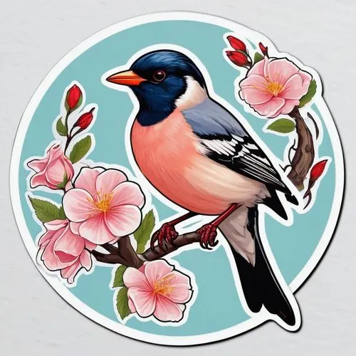 flower and bird illustration,floral and bird frame,spring bird,pink robin,blue birds and blossom,bird flower,flowerpeckers,bird illustration,clipart sticker,flat blogger icon,bird painting,garden bird,helmetshrikes,meadow bird,bird png,magpie,song bird,bird robin,eurasian bullfinch,grosbeak,Unique,Design,Sticker