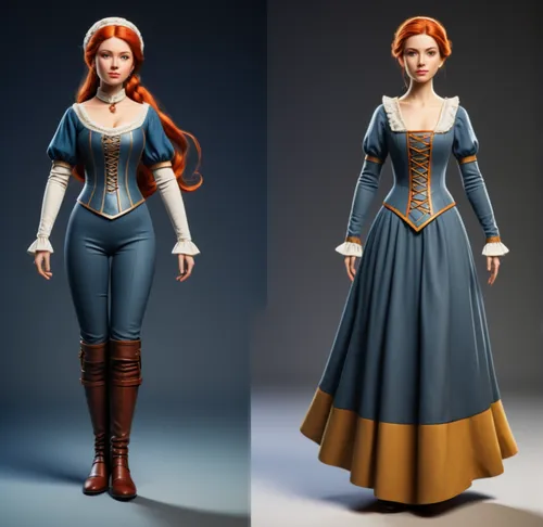 princess anna,bodice,cinderella,women's clothing,suit of the snow maiden,costume design,merida,women clothes,3d model,celtic queen,fairy tale character,ball gown,elsa,fairytale characters,ladies clothes,3d figure,victorian lady,costumes,female doll,celtic woman,Conceptual Art,Fantasy,Fantasy 01