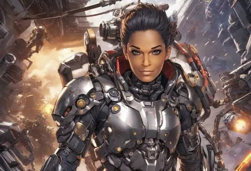 shepard,cyborg,neottia nidus-avis,female warrior,jaya,war machine,symetra,cybernetics,mercenary,head woman,sci fiction illustration,infiltrator,nova,cg artwork,biomechanical,sci fi,alien warrior,scifi,megatron,carapace,Digital Art,Anime