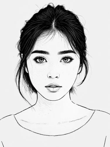 女生，线稿，线条艺术，简洁的线条，简约主义，粗线条,a black and white drawing of a woman,eyes line art,girl portrait,girl drawing,girl on a white background,rotoscoped,akimoto,Design Sketch,Design Sketch,Black and white Comic