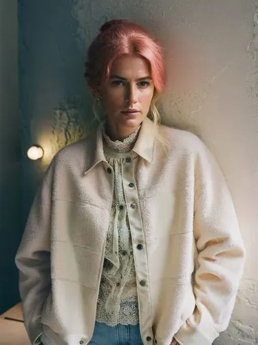 Hannelore von Würtingen,a woman is leaning up against a wall,halsey,kesha,pink hair,shavelson,stereogum,lauper,Photography,Documentary Photography,Documentary Photography 07