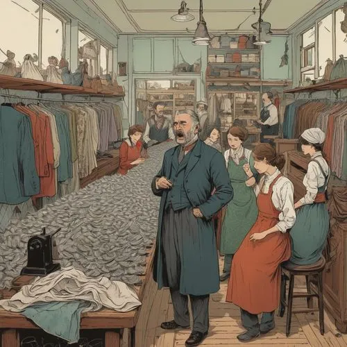 tailors,haberdasher,tailor,haberdashery,sellers,laundry shop,Illustration,Realistic Fantasy,Realistic Fantasy 12