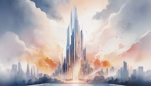 tirith,gondolin,supertall,gallifrey,orthanc,asgard,spire,coruscant,silmarillion,skycraper,rises,sky city,imperialis,skyreach,kandor,titanum,barad,homeworld,skyfire,erebor,Art,Classical Oil Painting,Classical Oil Painting 01