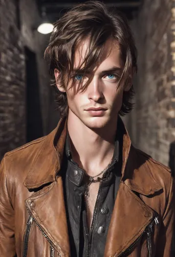 Professional Headshots，Men's Fashion，Rock 'n' Roll Style,male model,leather jacket,leather texture,leather,a wax dummy,jack rose,british semi-longhair,austin stirling,young model istanbul,asymmetric c