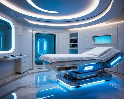 sickbay,mri machine,treatment room,spaceship interior,doctor's room,radiotherapy,magnetic resonance imaging,operating room,hyperbaric,ufo interior,healthtech,linac,mri,cyberknife,cleanrooms,therapy room,medical technology,ambulatory,futuristic,mortuaries,Illustration,Realistic Fantasy,Realistic Fantasy 45