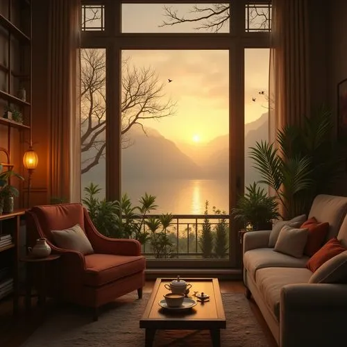 evening atmosphere,sunroom,window seat,home landscape,windows wallpaper,livingroom,window sill,bay window,landscape background,bedroom window,seclude,study room,window view,window with sea view,wooden windows,living room,ambience,world digital painting,nook,window,Photography,General,Realistic