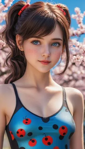 japanese sakura background,xiaoyu,ladybug,flower background,japanese floral background,girl in flowers,Photography,General,Natural