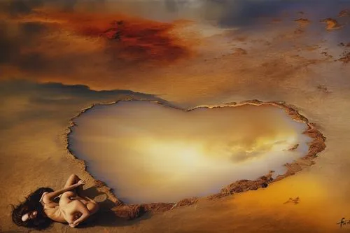 Passion Sexy Painting ,Naked Woman  Abstract Body Art Oil Painting,a painting of a woman laying down inside a heart shaped hole,fire heart,golden heart,a heart for animals,love heart,heart background,