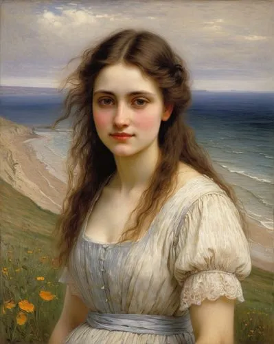 girl on the dune,portrait of a girl,bouguereau,young woman,bougereau,girl in flowers,girl picking flowers,portrait of a woman,la violetta,girl in the garden,girl with cloth,the sea maid,girl in a long dress,romantic portrait,woman with ice-cream,young lady,girl on the river,girl with a dolphin,the girl's face,girl portrait,Art,Classical Oil Painting,Classical Oil Painting 13