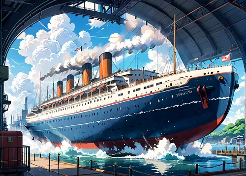 ocean liner,sea fantasy,factory ship,arnold maersk,airship,caravel,ship of the line,troopship,ship releases,panamax,arthur maersk,airships,reefer ship,lightship,a cargo ship,cargo ship,ship,victory ship,shipping industry,the ship,Anime,Anime,Realistic