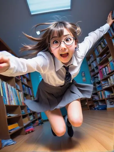 jumpshot,flying girl,leap for joy,azumanga,ritsuko,zettai,Illustration,Realistic Fantasy,Realistic Fantasy 03