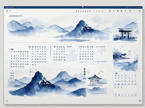 calendar,wall calendar,tear-off calendar,chinese background,monthly,calender,japanese floral background,chinese icons,mexican calendar,chinese screen,lunisolar theme,background pattern,september,appointment calendar,landscape background,japanese background,blue and white china,january,valentine calendar,dribbble,Illustration,Paper based,Paper Based 30