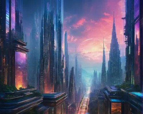 futuristic landscape,fantasy city,cityscape,coruscant,metropolis,cybercity,fantasy landscape,citadels,megalopolis,areopolis,kinkade,skyscrapers,ancient city,skylstad,coruscating,dystopias,fantasy world,cyberia,dystopian,city skyline,Conceptual Art,Fantasy,Fantasy 05