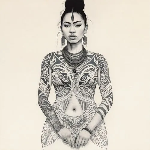 lotus art drawing,kahlo,polynesian girl,frida kahlo,badu,mahdawi,Illustration,Paper based,Paper Based 19