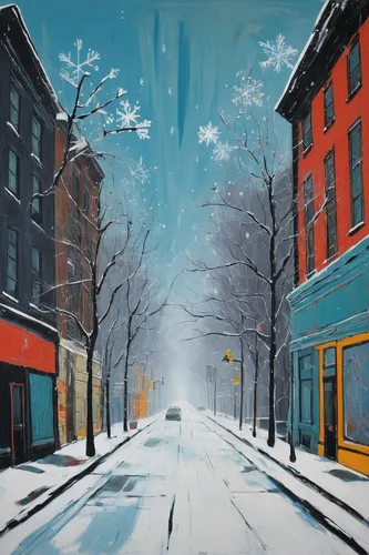 snow scene,snowstorm,winter landscape,snow landscape,winter storm,city scape,winter background,montreal,street scene,snowfall,winter morning,ohio paint street chillicothe,the snow falls,snowy landscape,street lights,greystreet,david bates,new york streets,oil painting on canvas,photo painting,Art,Artistic Painting,Artistic Painting 51