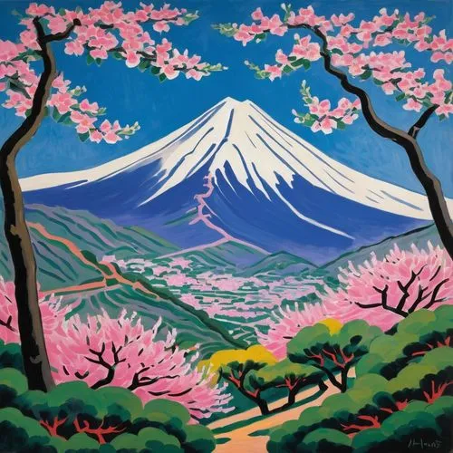 japanese art,japanese floral background,japan landscape,japanese sakura background,mount fuji,fuji,Art,Artistic Painting,Artistic Painting 40