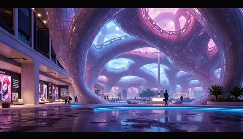 futuristic art museum,futuristic landscape,the dubai mall entrance,futuristic architecture,alien world,oscorp,aquarium,sky space concept,cybercity,seaquarium,futuristic,alien ship,morphosis,lotusphere,graecorum,lair,tentacular,diamond lagoon,aquariums,concept art