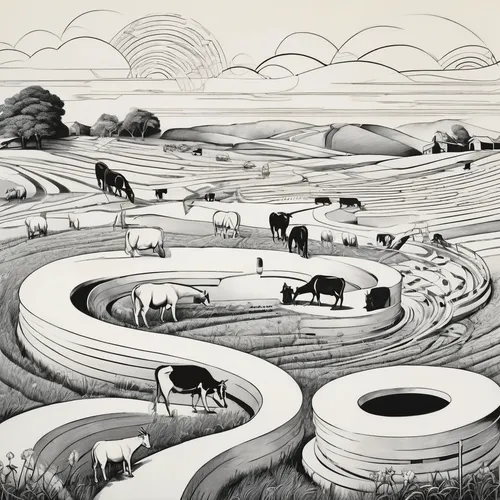 livestock farming,farmyard,farm landscape,dairy cows,milk cows,cattle dairy,farm animals,haymaking,horseshoes,furrows,cow herd,agriculture,farming,yoghurt production,piglet barn,dairy cattle,farms,permaculture,animal migration,alpine pastures,Conceptual Art,Sci-Fi,Sci-Fi 24