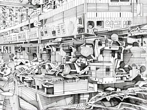 kowloon city,sewing factory,large market,namdaemun market,the market,factories,tokyo city,kowloon,market,fish market,office line art,pencil art,shibuya,shinjuku,slums,watercolor shops,electronic marke