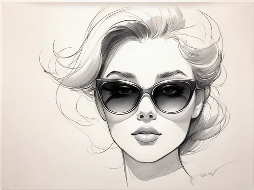 sunglasses,marilyn,vintage drawing,sunglass,marylin monroe,marilyn monroe,60's icon,shades,digital painting,shaded,bouffant,studies,ray-ban,stylised,fashion illustration,study,digital drawing,marylyn monroe - female,vintage woman,fashion vector,Illustration,Black and White,Black and White 08