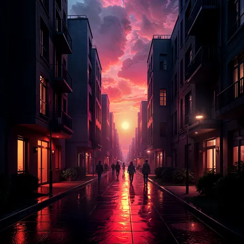 cloudstreet,dusk background,sidestreet,atmospheres,alleyway,atmosfera