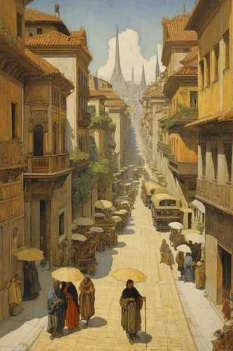 souk,street scene,asher durand,constantinople,medina,medieval street,narrow street,19th century,tabor,old city,souq,millet,village scene,carl svante hallbeck,townscape,the pied piper of hamelin,riad,the cobbled streets,grand bazaar,sarajevo,Illustration,Retro,Retro 01