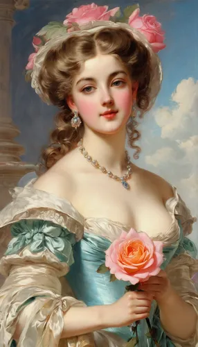 rococo,bougereau,emile vernon,victorian lady,franz winterhalter,bella rosa,porcelaine,coquette,comely,woman holding pie,dame blanche,biscuit rose de reims,vintage art,woman with ice-cream,portrait of a girl,debutante,young woman,vintage china,portrait of a woman,19th century,Conceptual Art,Fantasy,Fantasy 24