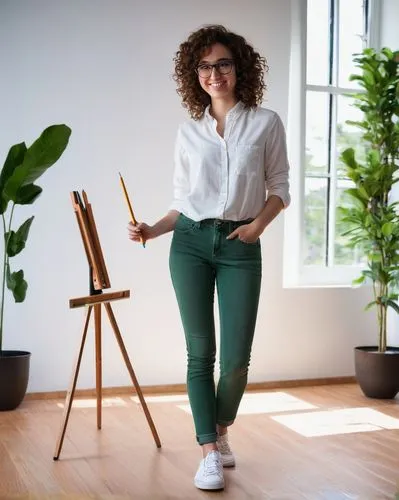 artist portrait,mapei,woman in menswear,painting technique,table artist,menswear for women,product photos,portraitist,standing desk,girl on a white background,botanical print,portrait background,female model,proportions,programadora,portraitists,green background,artist,fabric painting,holding a frame,Illustration,American Style,American Style 11