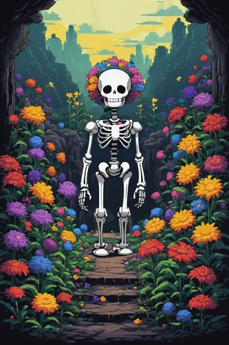 day of the dead frame,day of the dead skeleton,flowers fall,skull allover,vintage skeleton,dia de los muertos,flowers png,frame flora,day of the dead,el dia de los muertos,skeletal,falling flowers,flower background,pixel art,flower garden,calavera,skeletons,days of the dead,afterlife,calaverita sugar,Illustration,Japanese style,Japanese Style 18