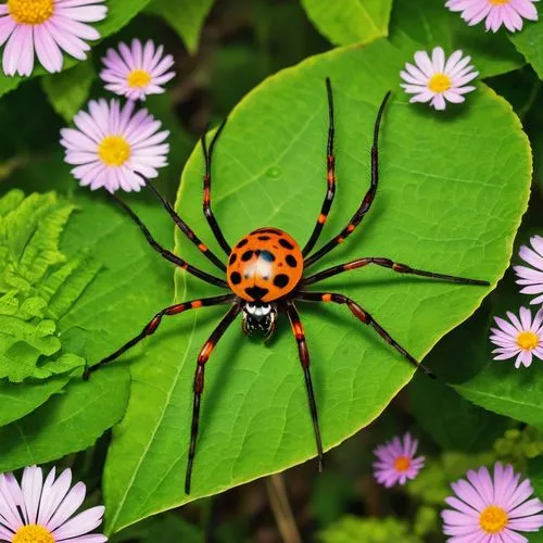 arachnida,araneus,european garden spider,garden spider,araneus diadematus,spider flower,ladybug,aranburu,aranha,anansi,pumpkin spider,arancha,walking spider,spider,aranxta,arachnid,aranzubia,arachnology,asian lady beetle,asteraceae