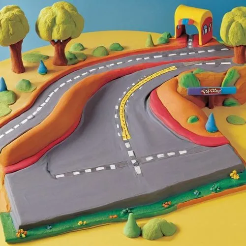 scalextric,roadbuilding,roundabout,road surface,motor skills toy,dual carriageway,Unique,3D,Clay