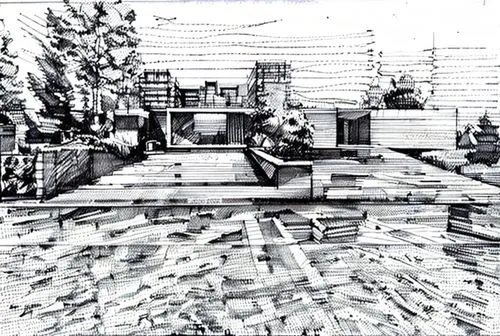 house drawing,roof landscape,pen drawing,camera drawing,sheet drawing,camera illustration,graphite,charcoal drawing,roofs,roof garden,game drawing,roof terrace,house roofs,hand-drawn illustration,pencil and paper,rooftops,pencil drawing,crosshatch,terrace,decking,Design Sketch,Design Sketch,Hand-drawn Line Art