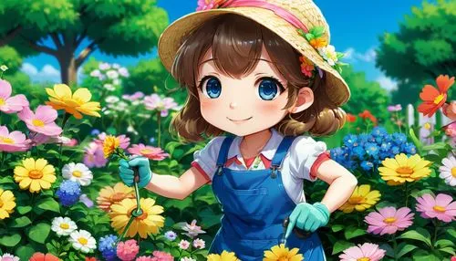 flower background,spring background,springtime background,girl in flowers,flower painting,girl picking flowers,picking flowers,field of flowers,flower field,flower garden,cheery-blossom,blooming field,flowers png,children's background,may flowers,girl in overalls,yui hirasawa k-on,spring flower,flowers field,summer flower,Illustration,Japanese style,Japanese Style 02