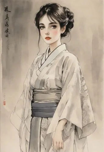 uemura,geiko,ukiyoe,maiko,japanese woman,omotoyossi,Digital Art,Ink Drawing