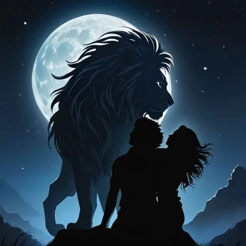 aslan,lions couple,two lion,she feeds the lion,lion father,lion king,Conceptual Art,Fantasy,Fantasy 03