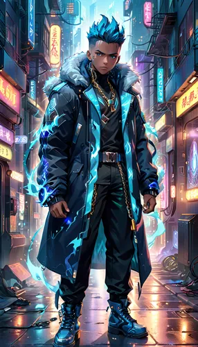 cyberpunk,sci fiction illustration,scandia gnome,cyber,monk,world digital painting,cg artwork,game illustration,electro,kyi-leo,streampunk,iceman,blue tiger,dodge warlock,father frost,vendor,nikko,dwarf,concept art,killua hunter x,Anime,Anime,General