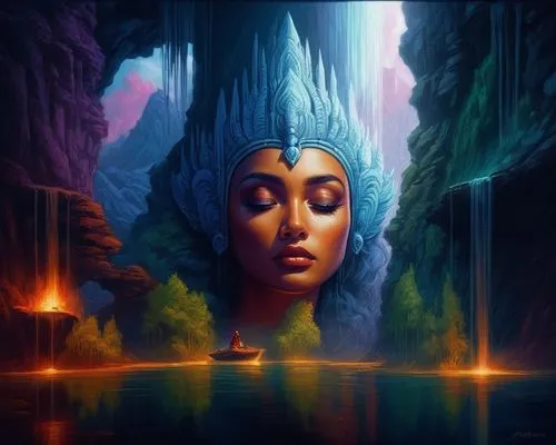 world digital painting,digital painting,lagoon,fantasia,sirens,nitai,niobe,yogananda,digital art,jaya,fantasy portrait,siddharta,aura,inara,siren,mirror of souls,digital artwork,naiads,meditator,digital illustration,Illustration,Realistic Fantasy,Realistic Fantasy 25