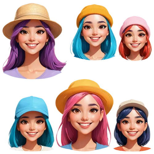 set of cosmetics icons,turbans,colourists,icon set,berets,colorists,multicolor faces,mermaid vectors,sun hats,bonnets,color is changable in ps,avatars,artist color,doll's facial features,colourist,crown icons,gradient mesh,humanized,color picker,alpine hats,Conceptual Art,Oil color,Oil Color 10