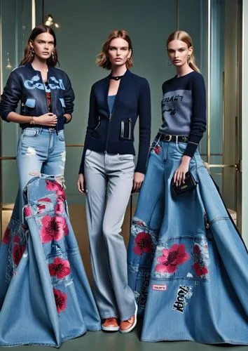 Fashion show ,models from versa by versa in high rise jeans,denim shapes,schiaparelli,denim fabric,kenzo,rykiel,tahiliani,Photography,General,Realistic