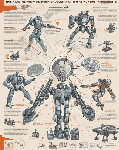 vector infographic,model kit,robot combat,robotics,sci fiction illustration,cybernetics,dreadnought,infographics,industrial robot,mech,wireframe graphics,war machine,retro 1980s paper,infographic elements,tau,crawler chain,cogwheel,district 9,carapace,mecha,Unique,Design,Infographics